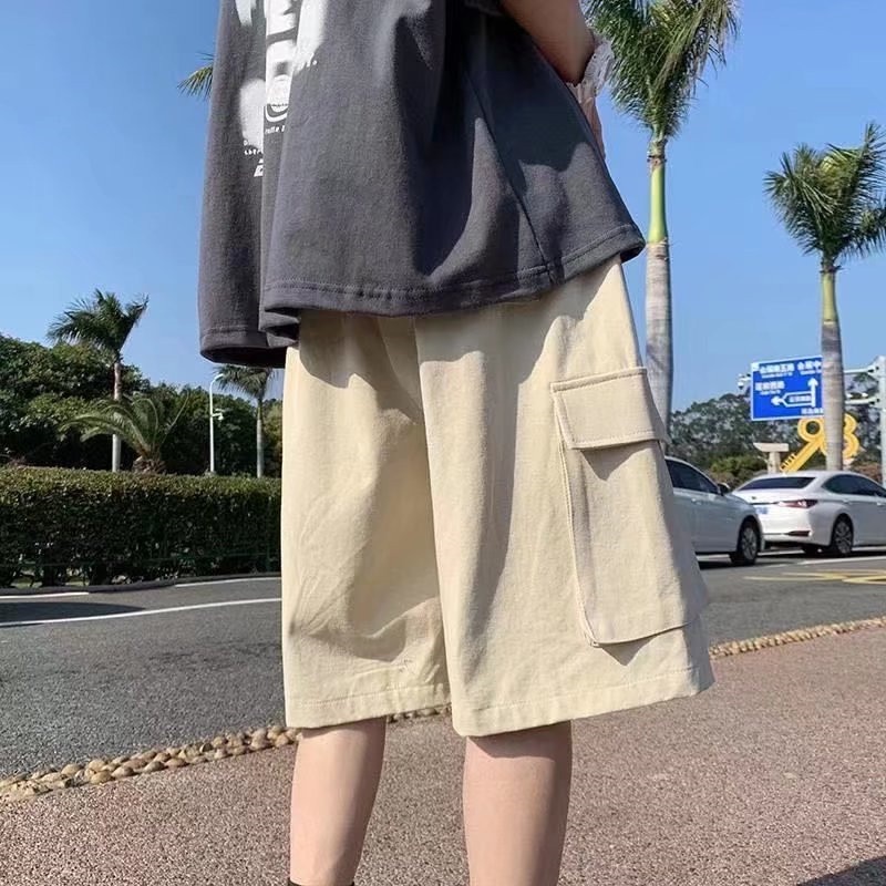 Quần Short Dáng Rộng Phối Túi Lớn Phong Cách Hip Hop Hàn Quốc Thời Trang Mùa Hè Cho Nam Size M-3XL