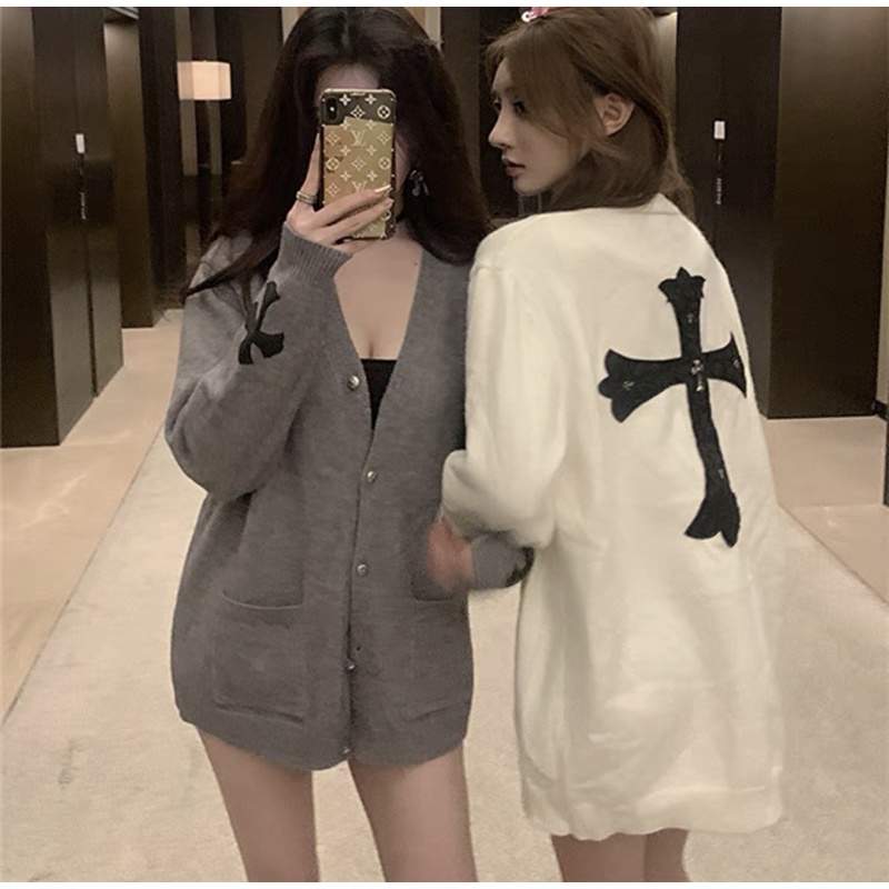 Áo cardigan len thêu Chrome Heart