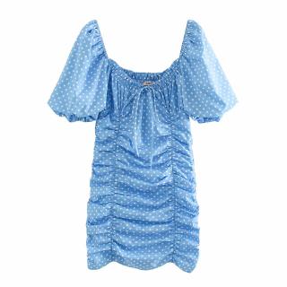 Đầm Nữ Chấm Bi Xếp Ly Thời Trang