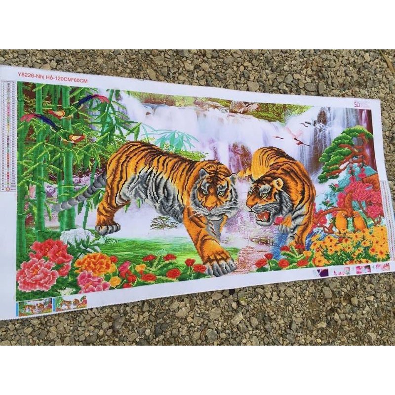 Tranh đính đá Hai con hổ  💥 kích thước 120*60 cm 📌