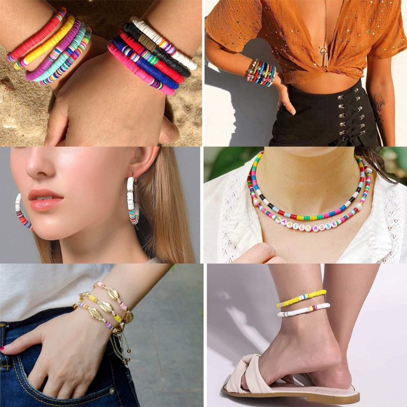 Bộ Hạt Đất Sét Dẹt Dùng Làm Trang Sức Thủ Công DIY
