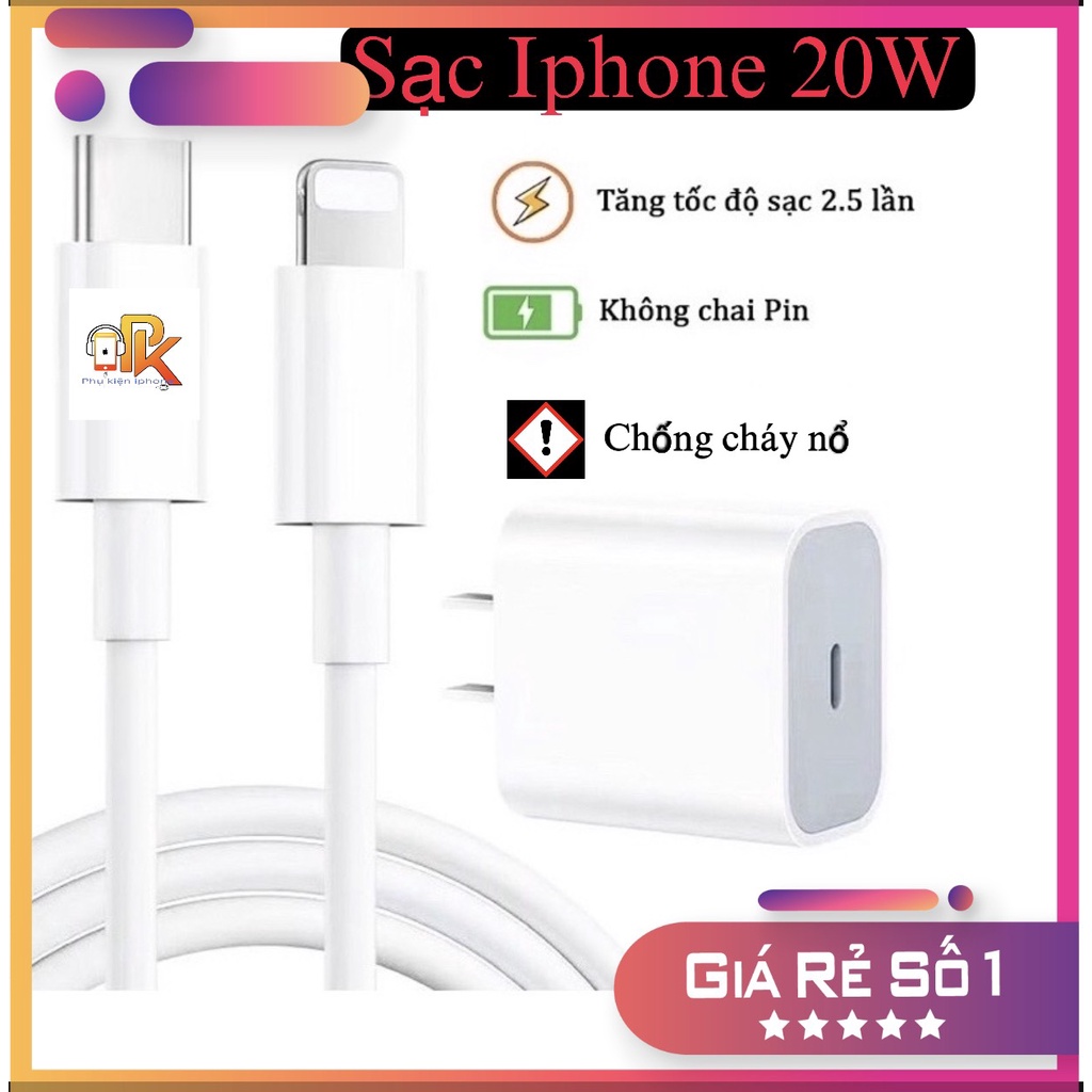 Bộ sạc nhanh iphone 11 pro max, 12 pro max 18W-20w cao cấp không chai pin, không nóng máy, cháy nổ