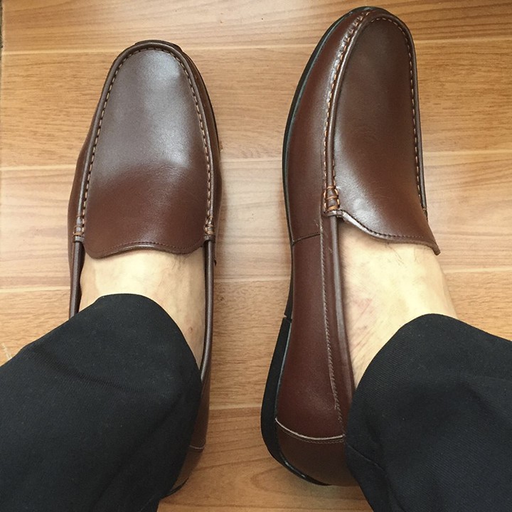 Giày Lười Nam Cao Cấp. Đế Full Đen Nhập Khẩu Mã GL05 NoBrandLeather