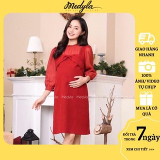 Váy bầu mùa đông cho mẹ bầu diện tết cực xinh - Đầm bầu dự tiệc thiết kế Medyla - VS401 💃 ˇ