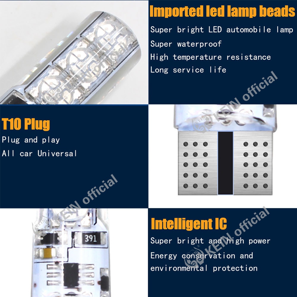 Đèn LED T10 RGB W5W 194 5050 SMD 12V COB RGBW Trang Trí Nội Thất Xe Hơi