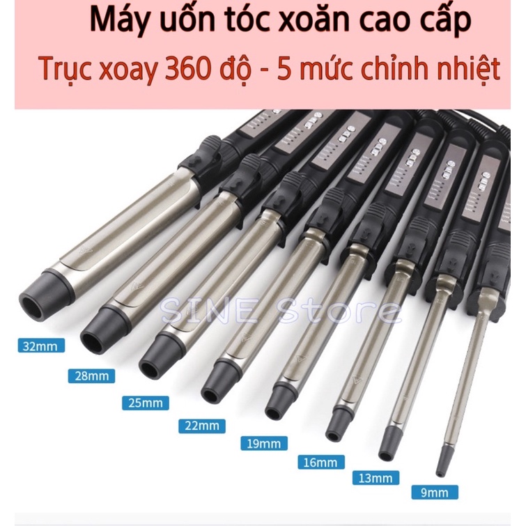 Máy uốn tóc, làm tóc xoăn lọn trục xoay 360 độ [5 mức chỉnh nhiệt]