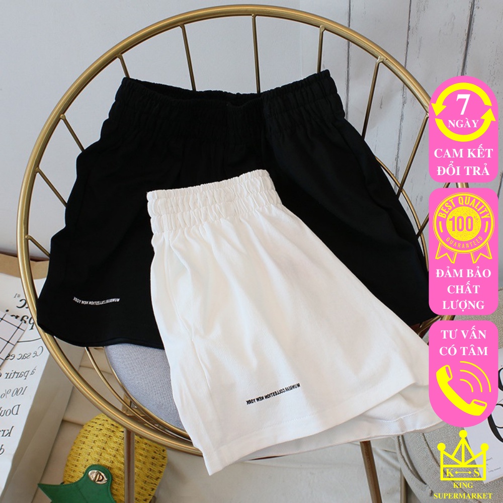 Quần Đùi Nữ Thêu Chữ, Quần Short Basic Vải Đũi Thoáng Mát