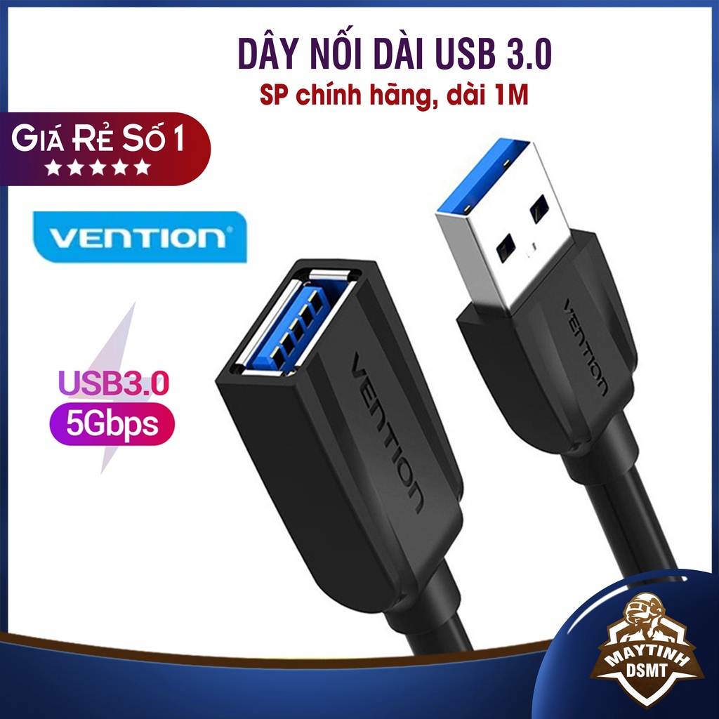 [Bán Chạy Nhất] Cáp Nối Dài USB 1M Vention, Dây USB 3.0 Nối Dài Cho Tốc Độ Truyền Tải Dữ Liệu Lên Tới 5 Gbps