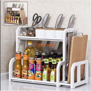 Kệ nhà bếp 2 tầng có khe cắm dao thớt tashuan hàng vnclc