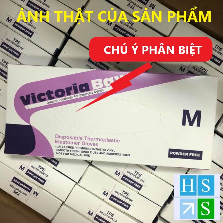 Hộp 100 cái gang tay Victoria Bay găng tay cao su dùng 1 lần làm bếp vệ sinh siêu dai chất liệu TPE không mùi