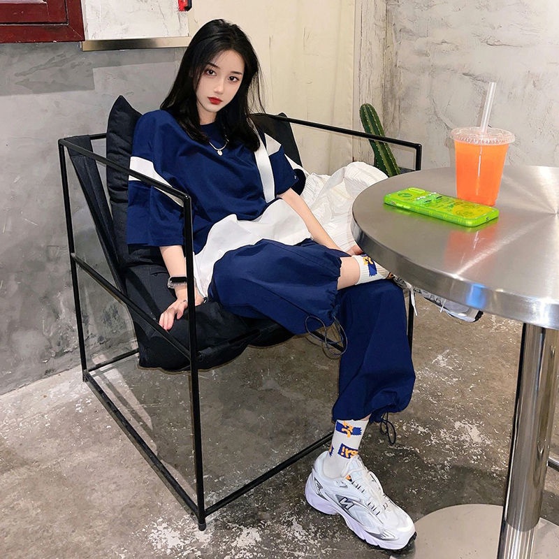 Bộ đồ gồm áo và quần dài phong cách đường phố thời trang mùa hè dành cho nữ (có bán lẻ)