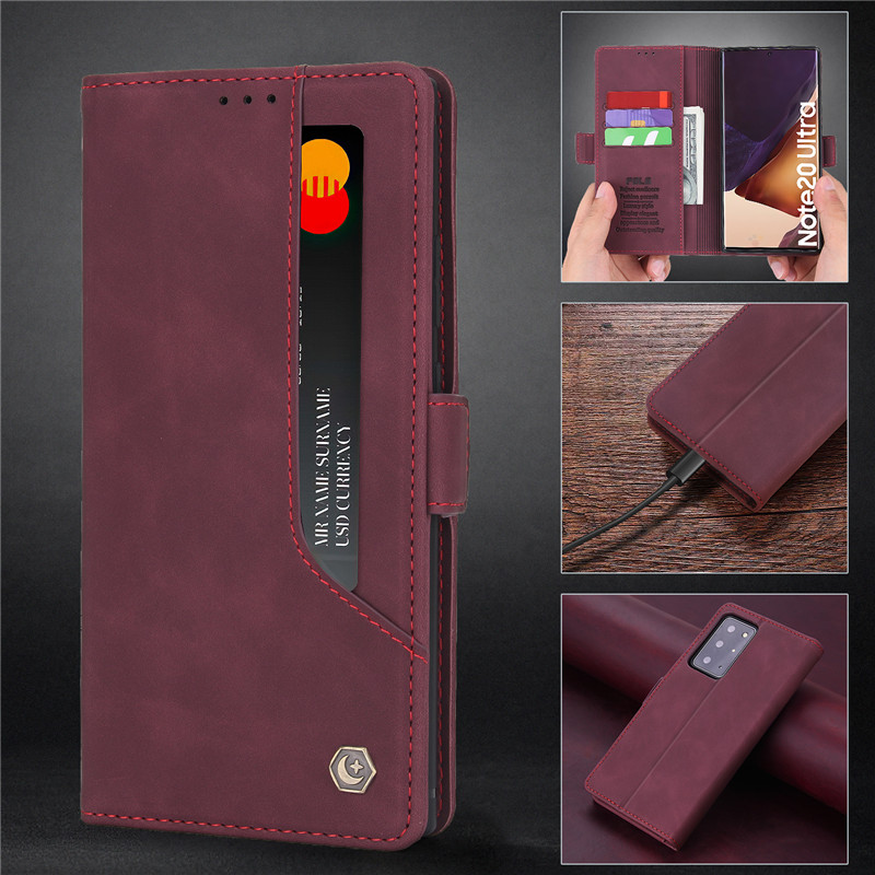 Bao Da Điện Thoại Dạng Ví Nắp Lật Hít Nam Châm Có Nhiều Ngăn Đựng Thẻ Cho Samsung Note20 Ultra / Note10 / Note9 / S22 / S23+ S23Ultra / A23