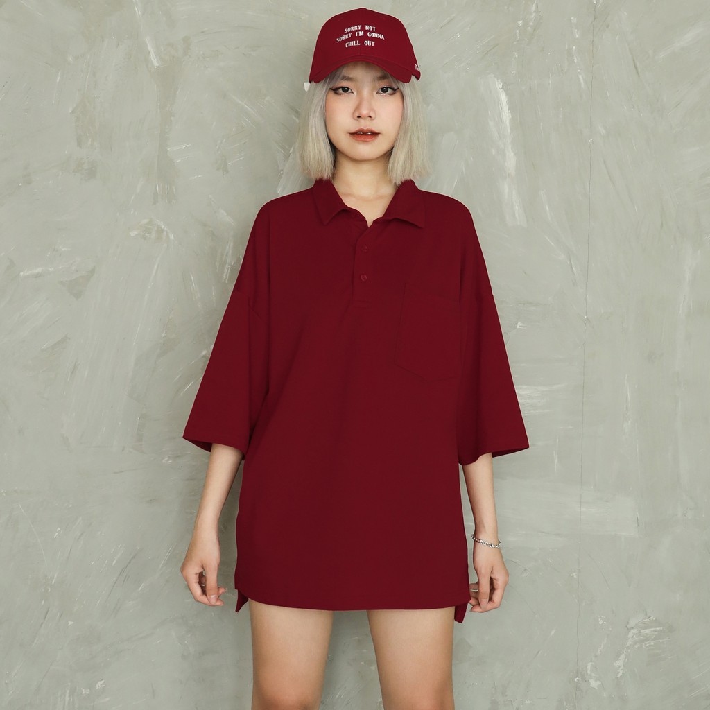 Áo Thun Polo Basic Màu Đỏ Chất Liệu Cotton Thoáng Mát
