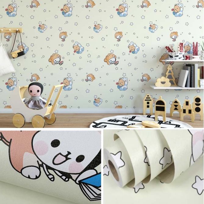 Decal giấy dán tường GẤU VÀ SAO khổ 45cm keo sẵn