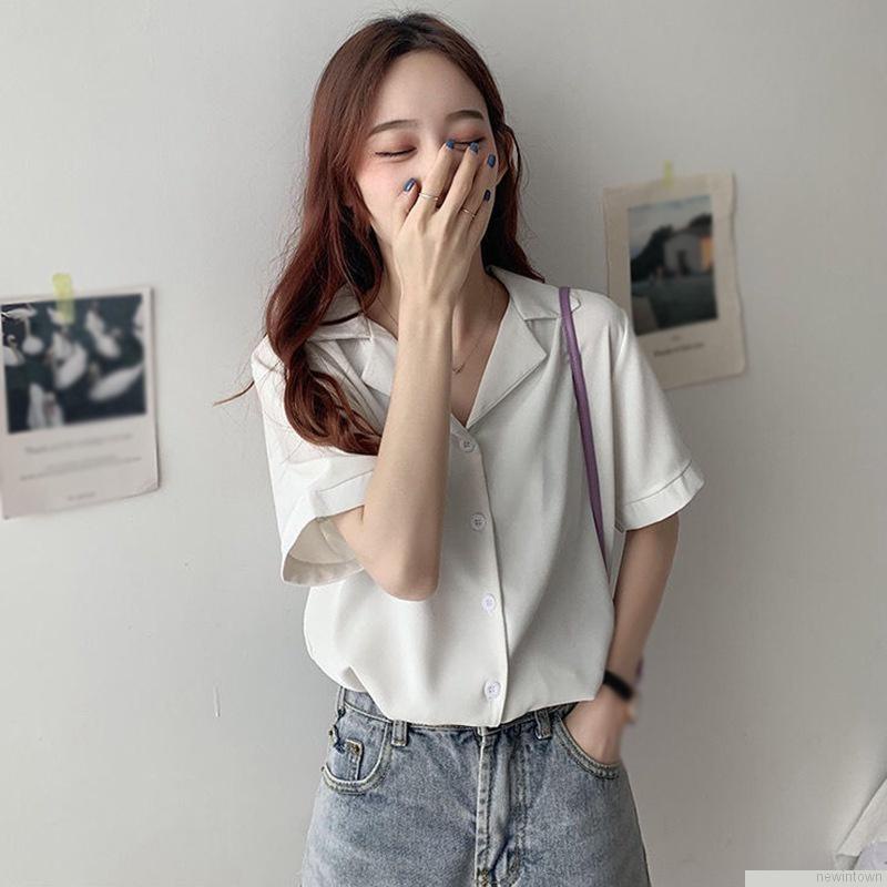 Áo Sơ Mi Ngắn Tay Màu Sắc Thời Trang Dành Cho Nữ