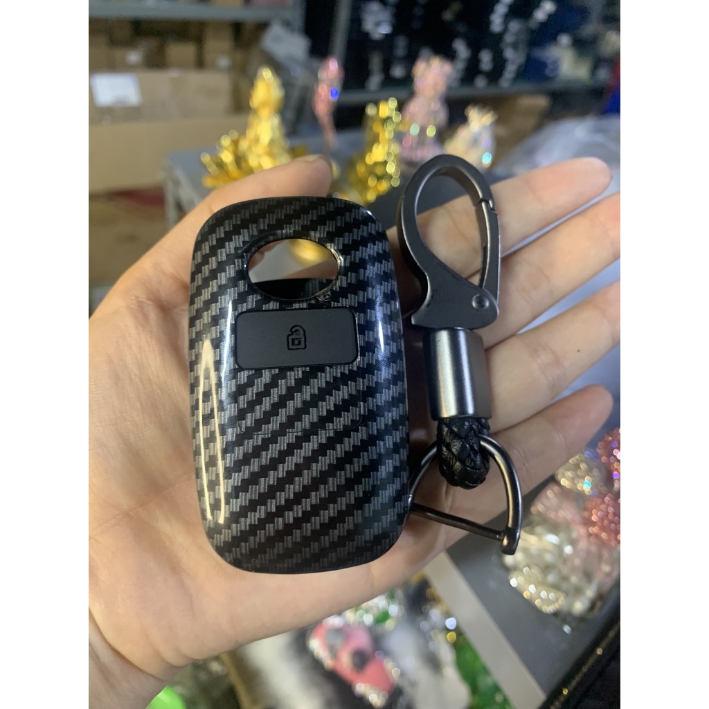 Ốp nhựa carbon lót silicon bọc, bảo vệ chìa khóa xe Toyota Veloz Raize Avanza