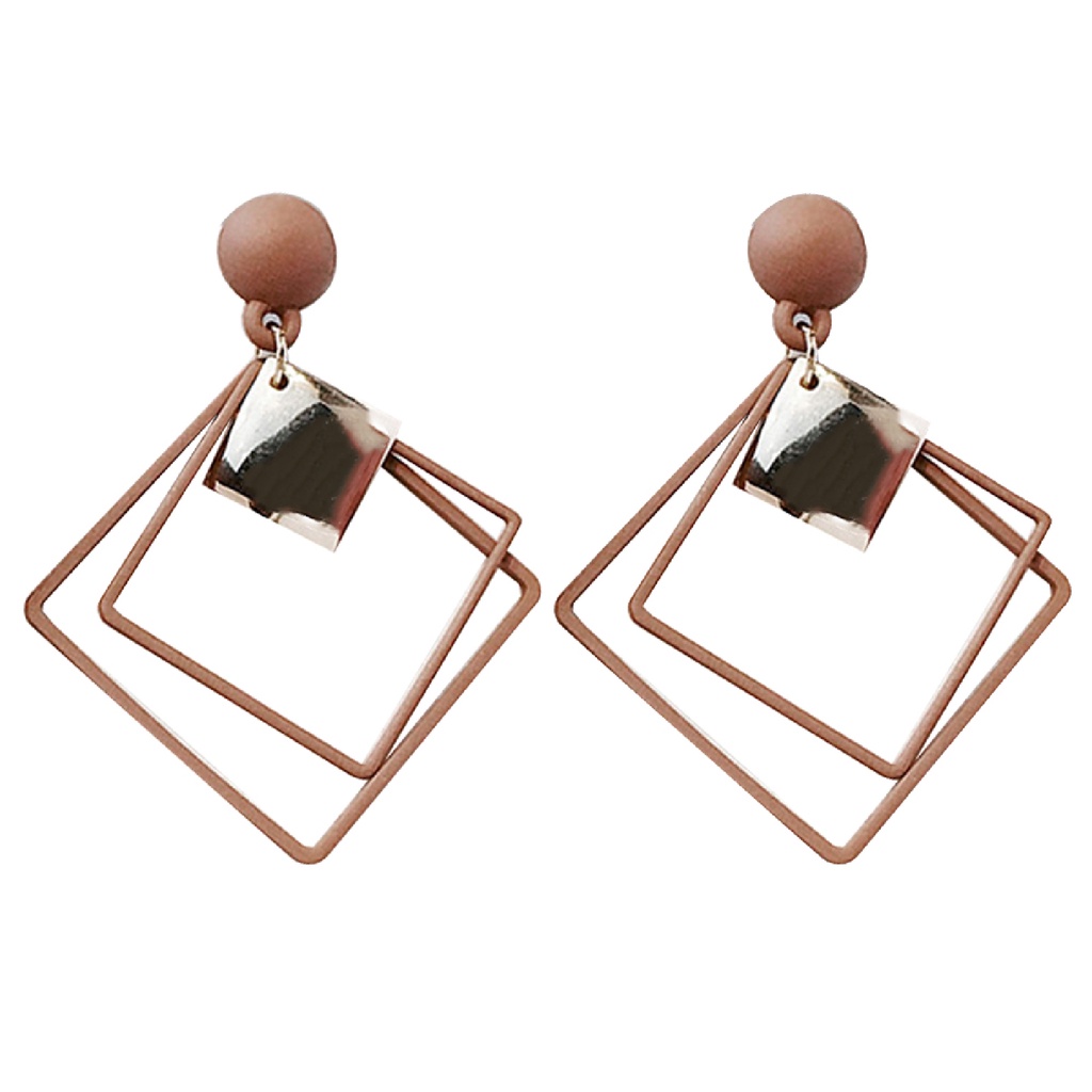 Đôi bông tai hợp kim hình vuông màu xanh dương