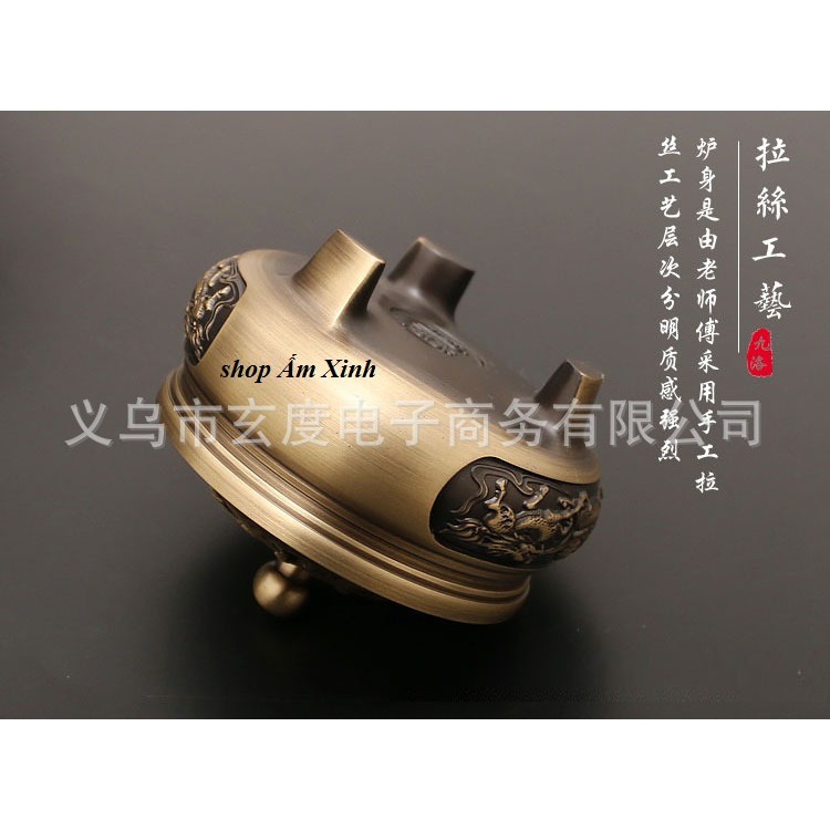 LƯ HƯƠNG ĐỐT TRẦM BẰNG ĐỒNG NGUYÊN CHẤT KỲ LÂN PHUN NGỌC