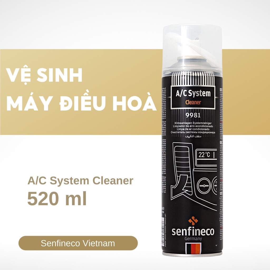 Vòi xịt vệ sinh máy lạnh khử mùi ô tô Senfineco system cleaner 520ml