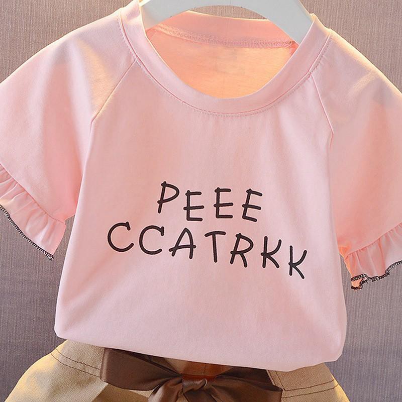 Set Áo Thun 3 Lỗ &amp; Quần Short Cho Bé Gái