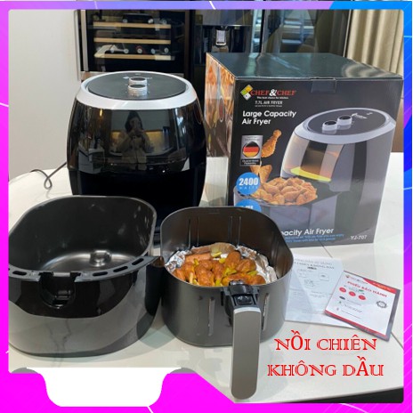 [Mã SKAMSALE03 giảm 10% đơn 200k] Nồi chiên  CỠ LỚN  nồi chiên không dầu Chef &amp; chef 7.7l (YJ 707)