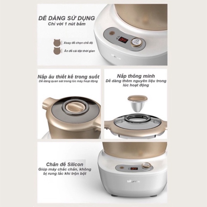 Máy nhào bột, nhồi bột Bear 5L [Mẫu Mới] chính hãng bảo hành 12 tháng