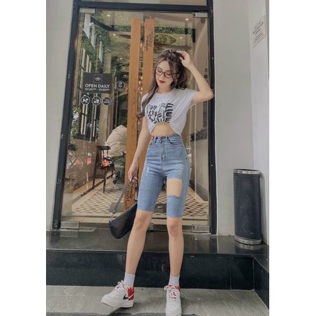 QUẦN JEANS NGỐ RÁCH GỐI KIỂU LƯNG CAO SHOP PHƯƠNG CHÂU
