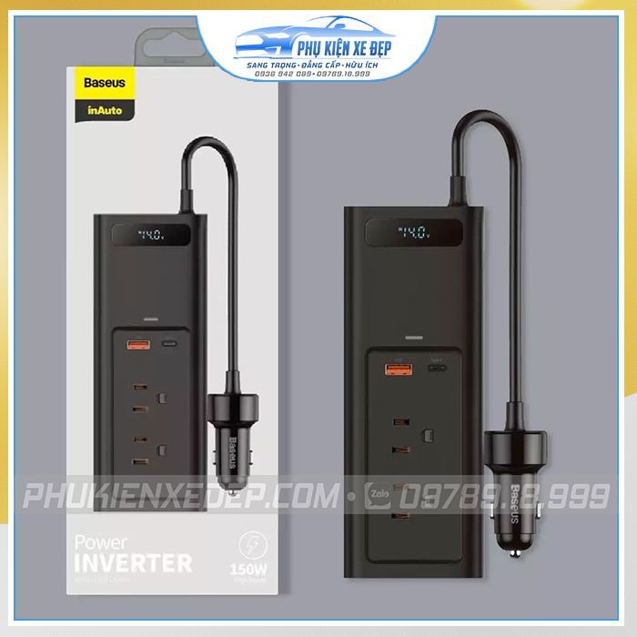 Bộ chuyển đổi nguồn điện 12V sang 110V CAO CẤP trên ô tô Baseus - Hàng chính hãng Bảo hành 01 năm