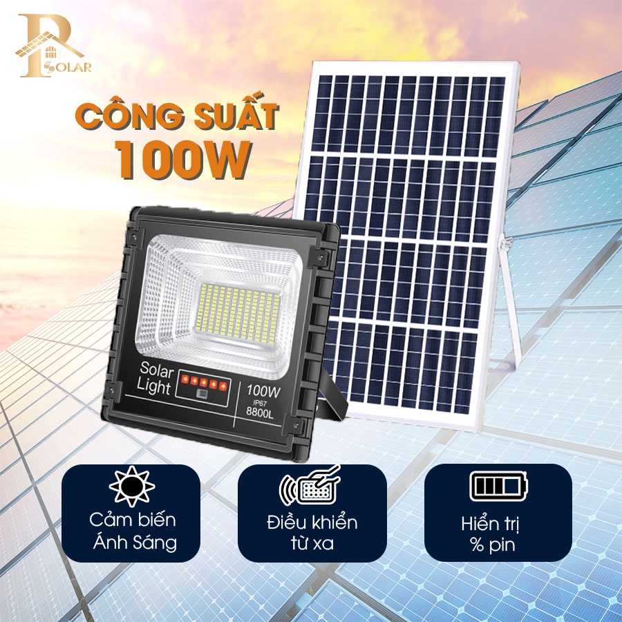 Đèn năng lượng mặt trời 100W JD 8800L, hàng chính hãng