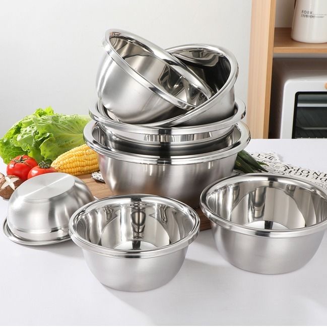 Chậu inox siêu dày siêu sâu chậu đựng canh đa năng chậu canh chậu rửa rau củ chậu đánh trứng âu trộn bột