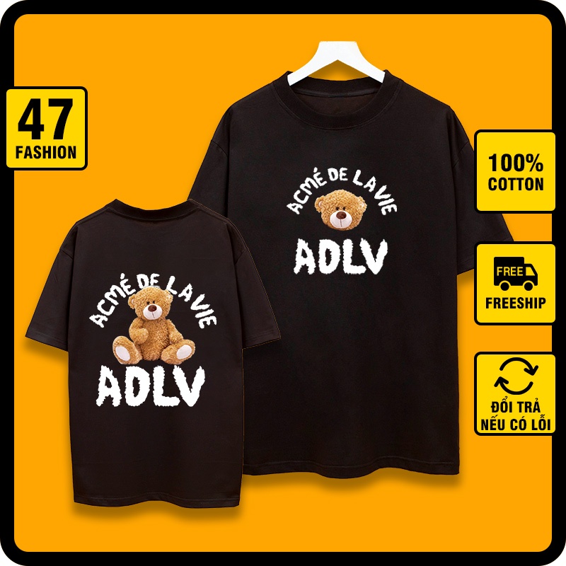 Áo thun nam nữ ADLV Gấu áo phông tay lỡ unisex local brand cao cấp form rộng oversize 47 Fashion