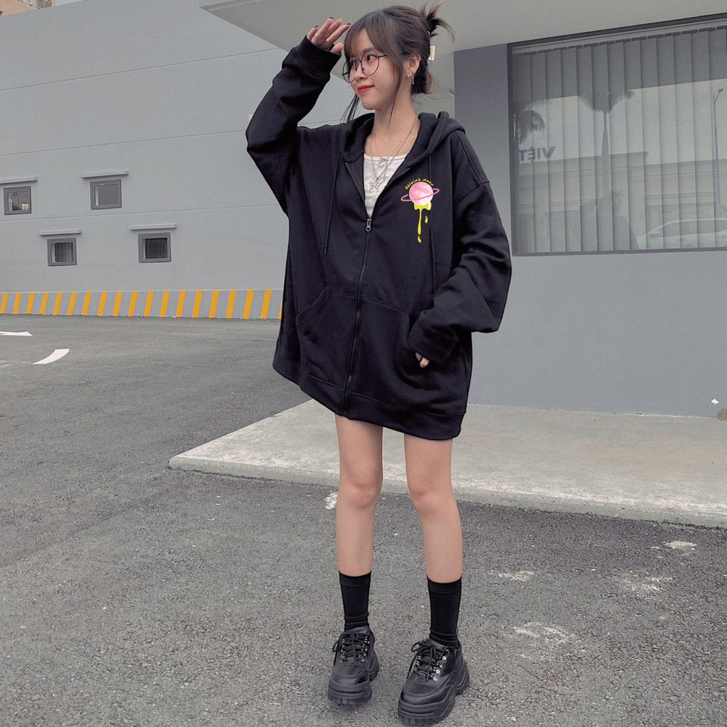 Áo khoác hoodie Dây Kéo hoặc Chui form rộng SHINING MOON Unisex ulzzang (ẢNH THẬT) (AHD003) | BigBuy360 - bigbuy360.vn
