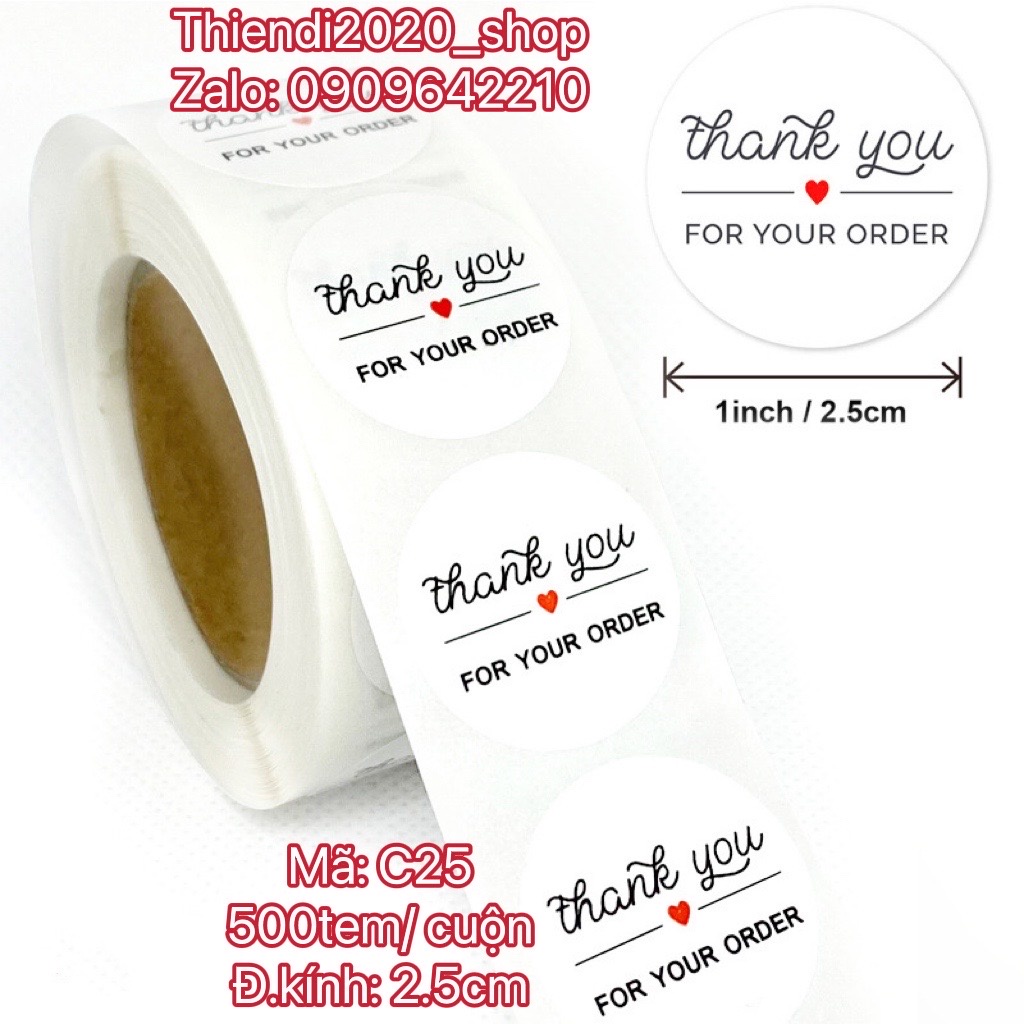 TEM_Tem dán chữ " Thank you" >