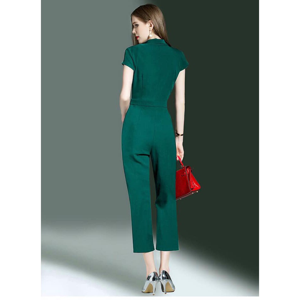 Bộ đồ bay - Jumpsuit lụa cổ V cao cấp 2 màu