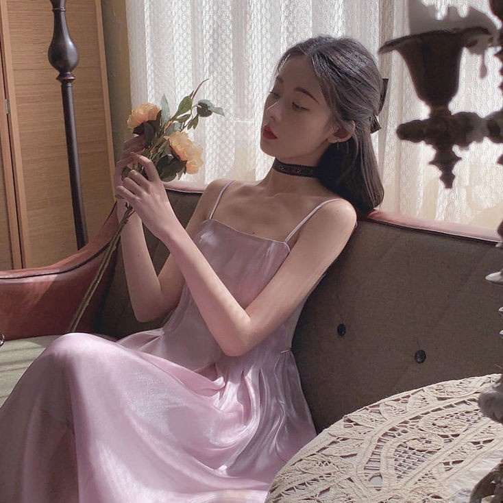 Mối tình đầu dịu dàng váy treo trắng khí chất mới mùa hè 2021 váy cổ tích cạp cao nữ đầm dài trung bình | BigBuy360 - bigbuy360.vn