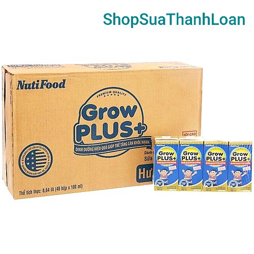 [HSD T2-2022] Thùng 48 Hộp SBPS NutiFood Grow Plus+ Tăng Cân Khỏe Mạnh 180ml (xanh)