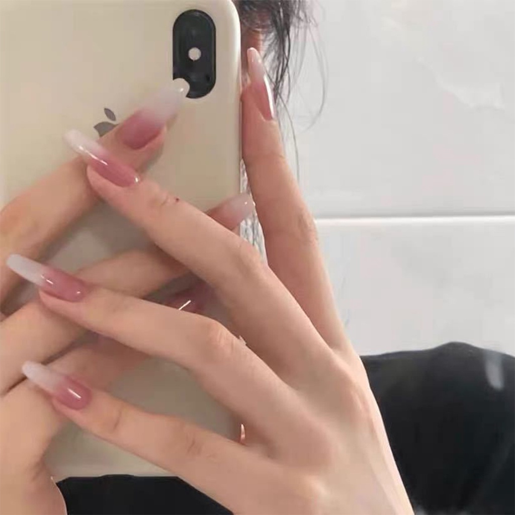 Bộ Móng Tay Giả Màu Trắng Sữa Phong Cách Âu Mỹ Thời Trang