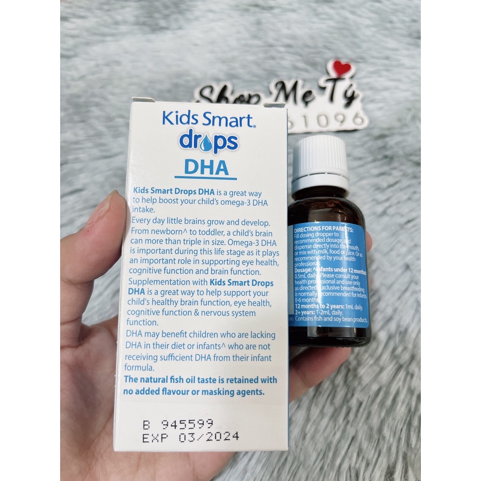 DHA Giọt Nature’s Way Kids Smart Drop DHA 20ml cho bé - Úc cho bé từ 1 tháng Giúp Tăng IQ, Phát Triển Não Bộ Cho Bé
