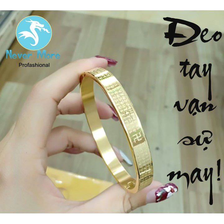 Vòng tay bát nhã tâm kinh hình tròn bản lớn 8mm dầy chắcsiêu đẹp, bền màu - Đeo tay vạn sự may