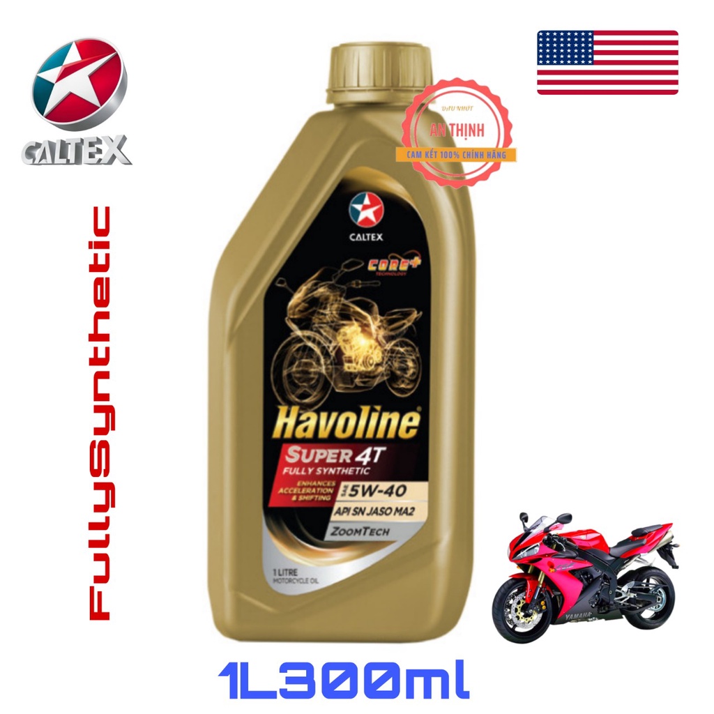 Nhớt Xe Số CAITEX HAVOLINE SUPER 4T 5W40 100% Tổng Hợp