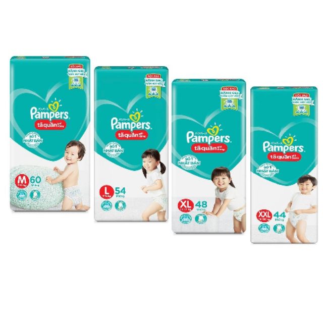 Bỉm Tả quần pampers m60/ l54/ xl48/ xxl44- tặng kèm 4 bóp nhỏ xinh như hình