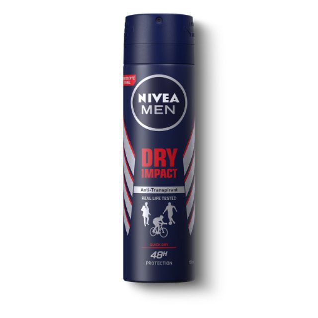 Xịt ngăn mùi NIVEA Men Dry Impact 150ml khô thoáng suốt 24h