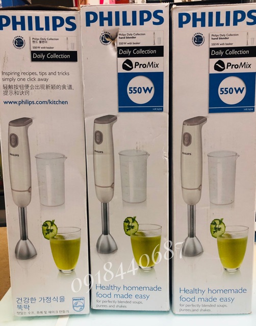 Máy xay sinh tố cầm tay Philips HR1604 550W. Thương hiệu Hà Lan - Chính hãng Philips