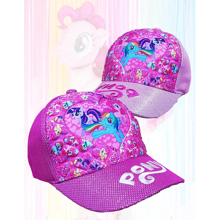 Mũ / Nón Kết Lưới Hình Chú Ngựa Pony 3D Thoáng Mát Dành Cho Bé Gái 3-6 Tuổi Đi Học Đi Chơi