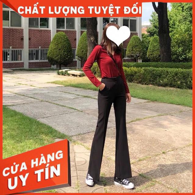 QUẦN VẢI ỐNG LOE CẠP SIÊU CAO- hình thật chính chủ