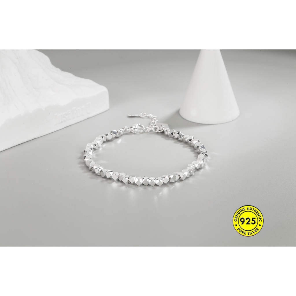 Vòng Tay Mạ Bạc Mặt Vuông Đính Đá Phong Cách Retro Sang Trọng