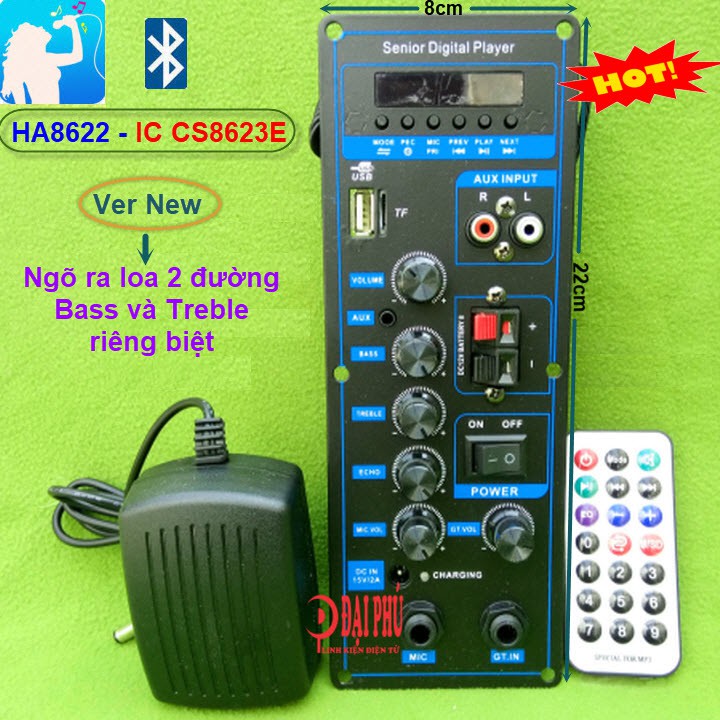 Mạch loa kéo công suất 40W - 80W HA8622 Bluetooth Karaoke Loa kéo 2.5 - 3 tấc v1