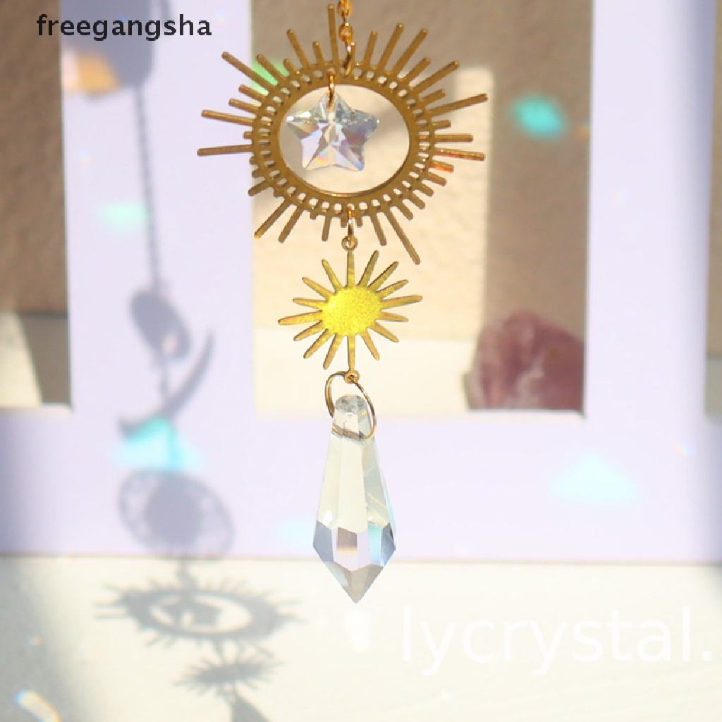[FREG] Full Moon Sun Catcher Crystal Light Catcher Handmade Catcher Witchy Suncatcher FDH