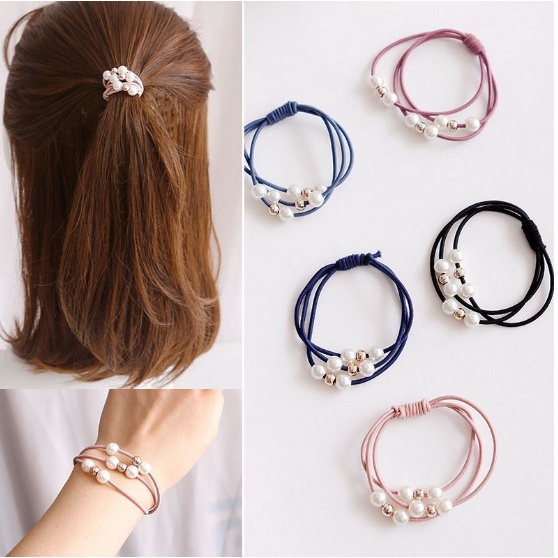 Buộc tóc đính đá nhân tạo 3 dây   Clovershop68