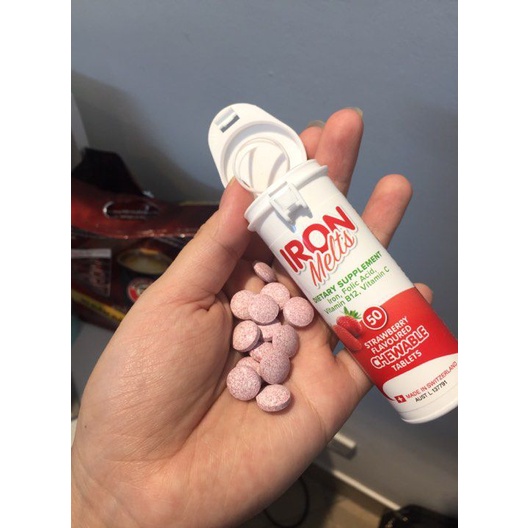 Viên ngậm bổ sung sắt Iron Melts Chewable vị dâu 50 viên